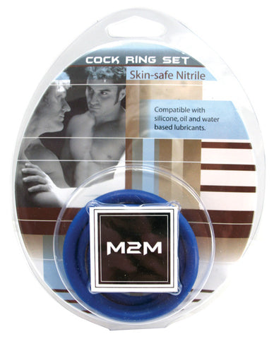 M2M Nitrile Cock Ring - Pack of 3 Dark Blue