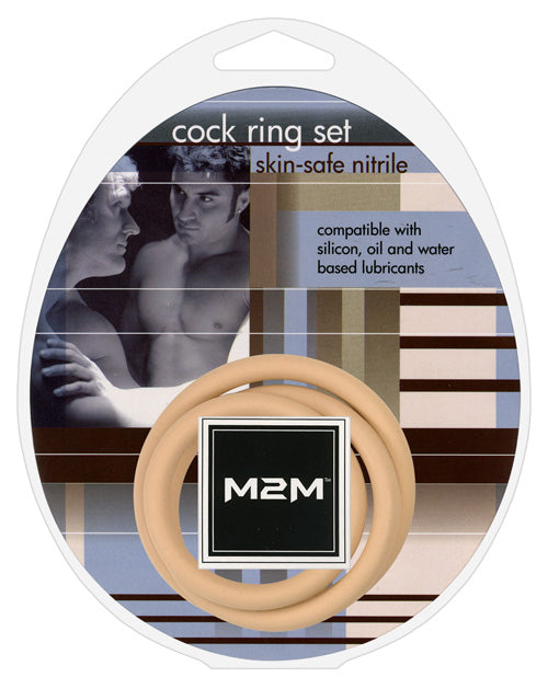 M2M Nitrile Cock Ring - Pack of 3 Nude