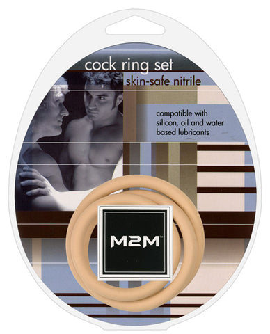 M2M Nitrile Cock Ring - Pack of 3 Nude