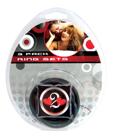 Heart2Heart Nitrile Cock Ring 3 Pack - Black