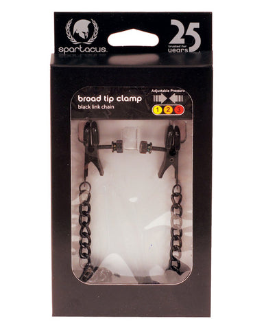 Spartacus Blackline Broad Tip Adjustable Nipple Clamps w-Chain - Black