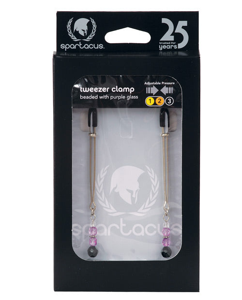 Spartacus Adjustable Tweezer Nipple Clamps w-Purple Beads