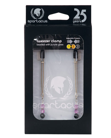 Spartacus Adjustable Tweezer Nipple Clamps w-Purple Beads