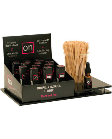 ON Natural Arousal Oil For Her Display w-Testers of Clitoral Stimulating Gel