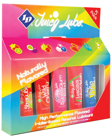 ID Juicy Water Based Lube - 12 g Blister Asst. Flavors Pack of 5