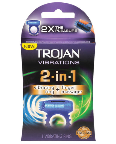 Trojan 2 in 1 Vibrating Ring w-Finger Massager