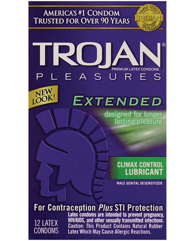 Trojan Extended Pleasure Condoms - Box of 12