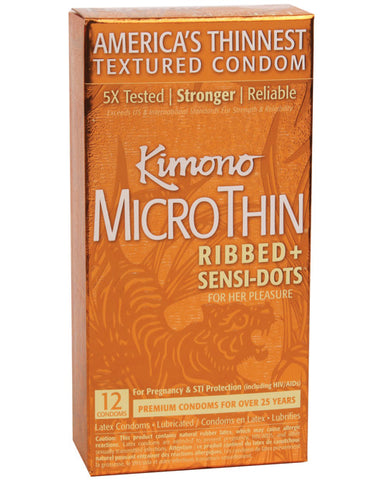 Kimono Ribbed Sensi Dots Condom - Box of 12
