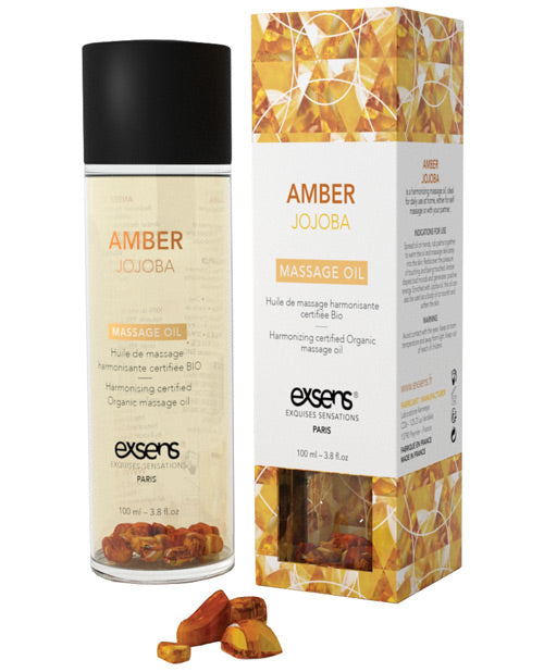 EXSENS of Paris Organic Massage Oil w-Crystals - Amber Jojoba