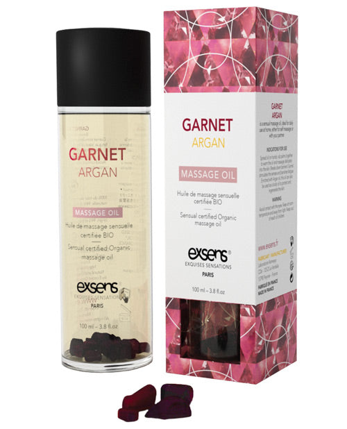 EXSENS of Paris Organic Massage Oil w-Stones - Garnet Argan