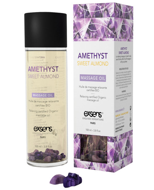 EXSENS of Paris Organic Massage Oil w-Stones - Amethyst Sweet Almond