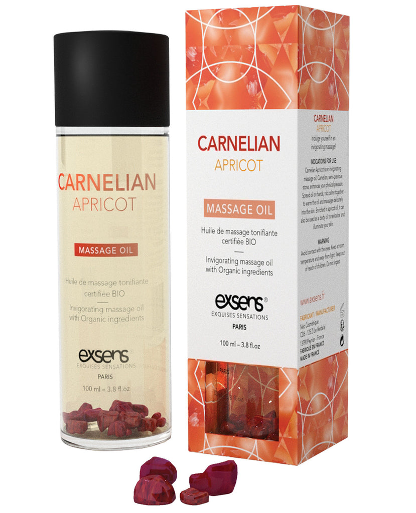 EXSENS of Paris Organic Massage Oil w-Stones - Carnelian Apricot