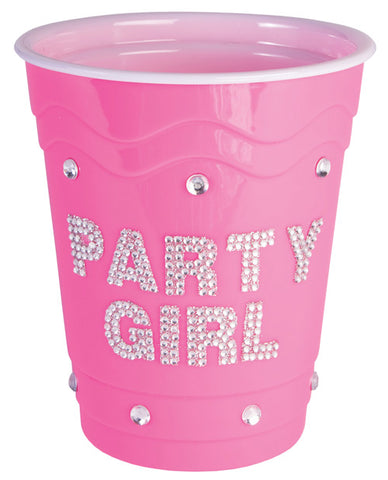 Party Girl Plastic Cup w-Clear Stones - Pink
