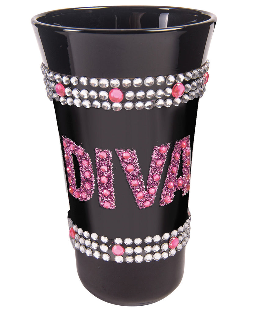 Diva Shot Glass w-Pink Stones - Black