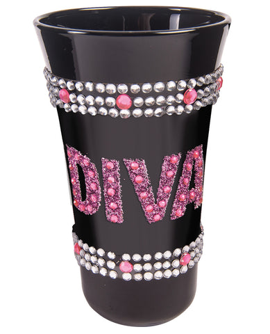 Diva Shot Glass w-Pink Stones - Black
