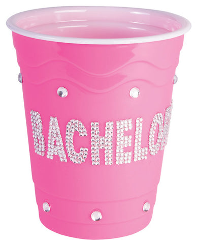 Bachelorette Pink Plastic Cup w-Clear Stones - Pink