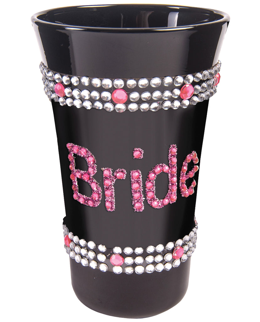 Bride Shot Glass w-Pink Stones - Black