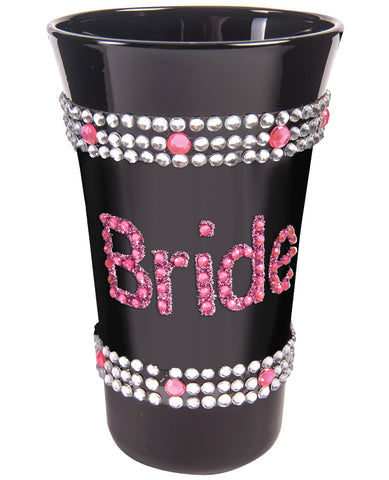 Bride Shot Glass w-Pink Stones - Black