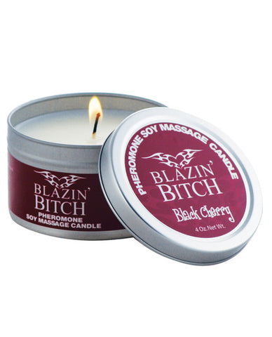 Blazin' Bitch Pheromone Soy Massage Candle - 4 oz Black Cherry