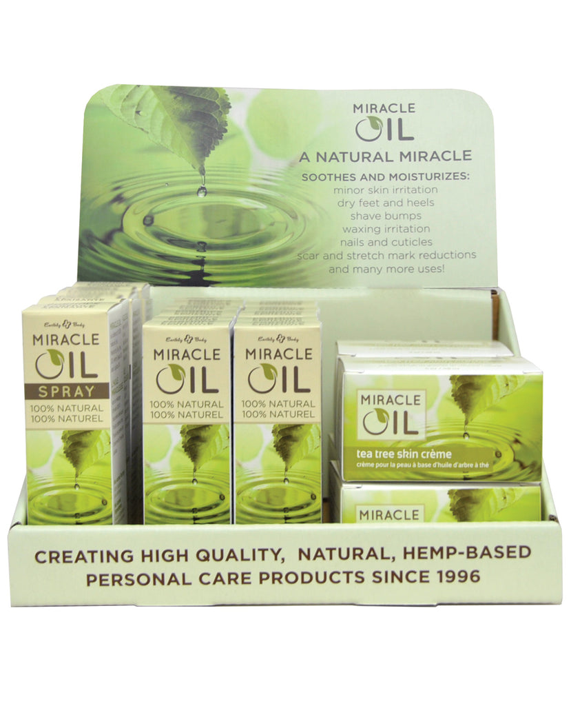 Earthly Body Miracle Oil Variety Pack Display - Display of 10 Oils, 5 Sprays & 4 Cremes