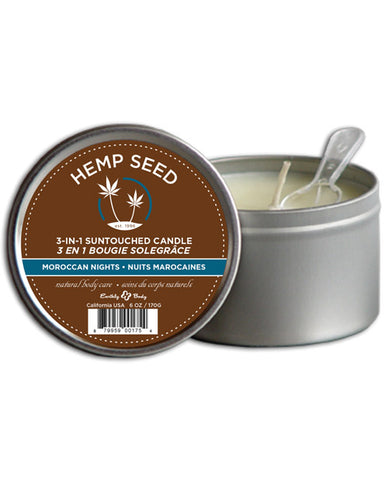 Earthly Body Suntouched Hemp Candle - 6.8 oz Round Tin Moroccan Nights