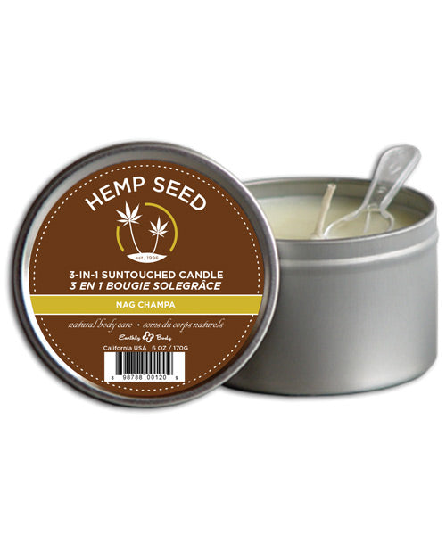 Earthly Body Suntouched Hemp Candle - 6.8 oz Round Tin Nag Champa