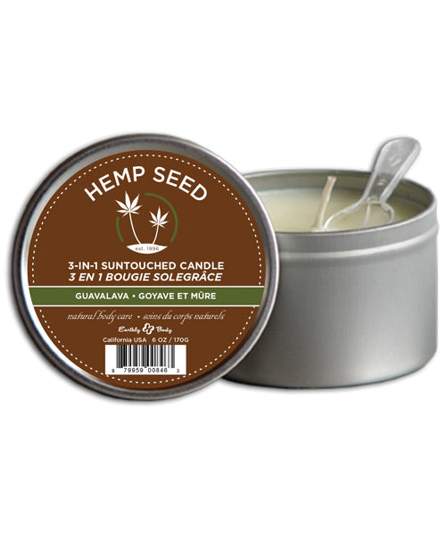 Earthly Body Suntouched Hemp Candle - 6.8 oz Round Tin Guavalava
