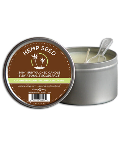 Earthly Body Suntouched Hemp Candle - 6.8 oz Round Tin Cucumber-Melon