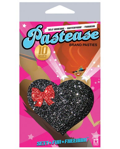 Pastease Black Glitter Heart w-Bow O-S