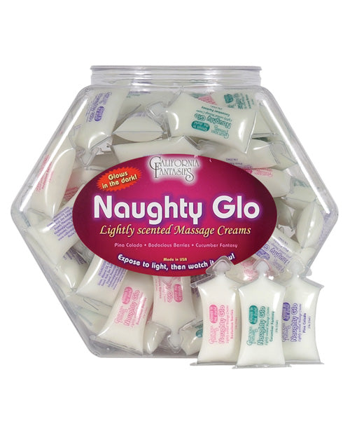Naughty Glo Massage Cream - 15 ml Pillow Asst. Flavors Bowl of 72