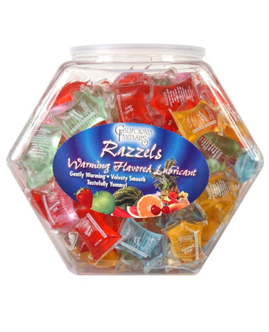 Razzels Warming Lubricant - Pillow Pack Asst. Flavors Bowl of 100