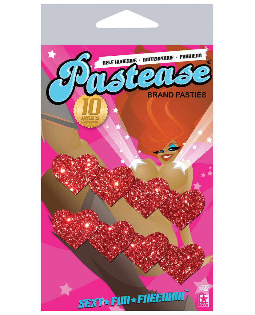 Pastease Mini Glitter Hearts - Red Pack of 8