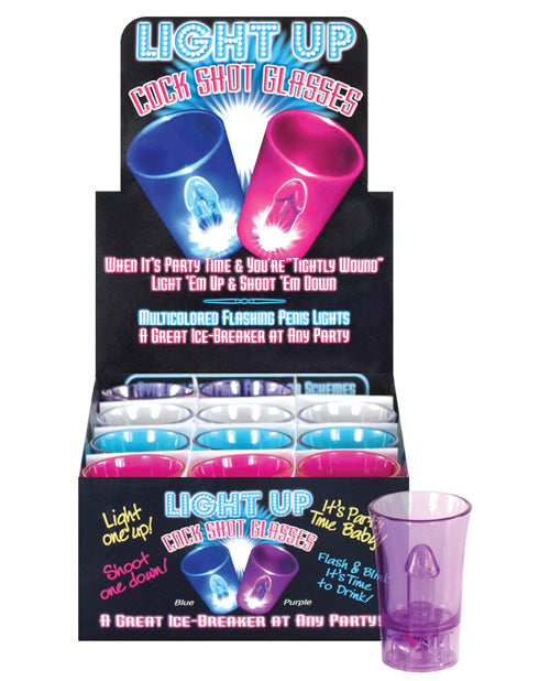 Light Up Cock Shot Glasses - Display of 12