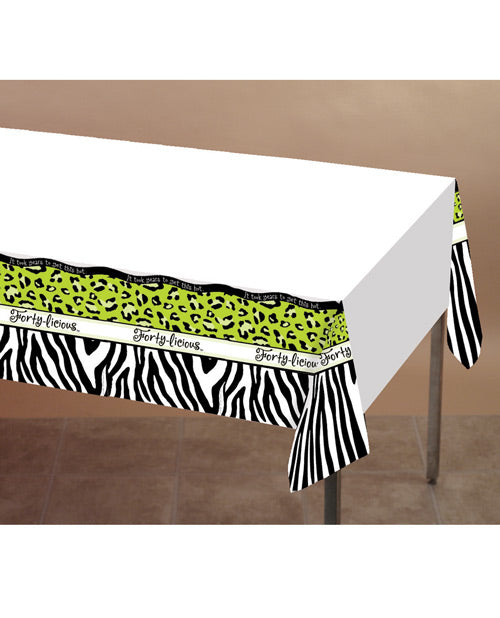 Forty-licious Plastic Tablecover w-Border Print - 54" x 108"