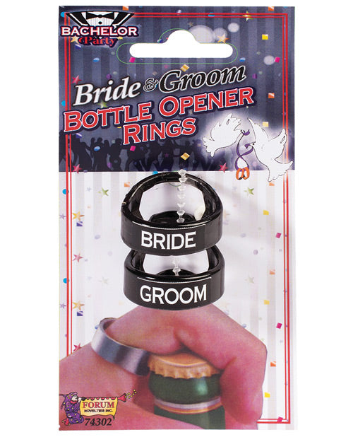 Bachelor Party Bride & Groom Bottle Opener Rings - Pack of 2