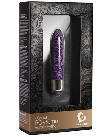 Rocks Off Purple Python Colored RO-80 mm Bullet - 7 Speed Snake Print