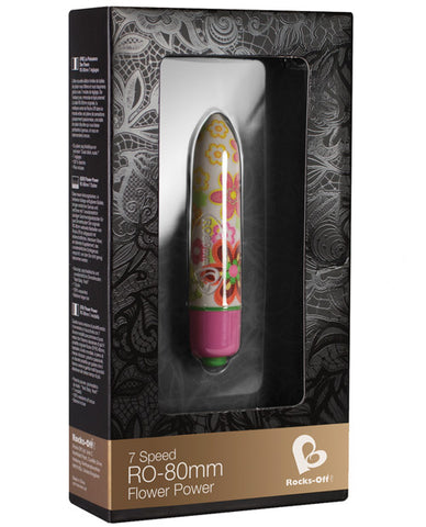 Rocks Off Flower Power Colored RO-80 mm Bullet - 7 Speed Flower Print