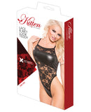 Kitten Lace & Wet Look Teddy Black O-S