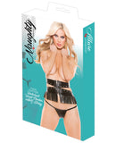Naughty Faux Leather Underbust Waist Cincher w-G-String Black O-S