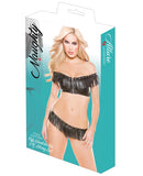 Naughty Faux Leather Off Shoulder Top & G-String Black O-S