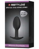 Pretty Love 3.34" Silicone Anal Plug w-Ball - Black