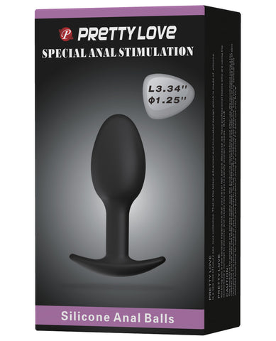 Pretty Love 3.34" Silicone Anal Plug w-Ball - Black