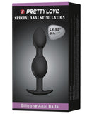 Pretty Love 4.92" Silicone Anal Plug w-Ball - Black