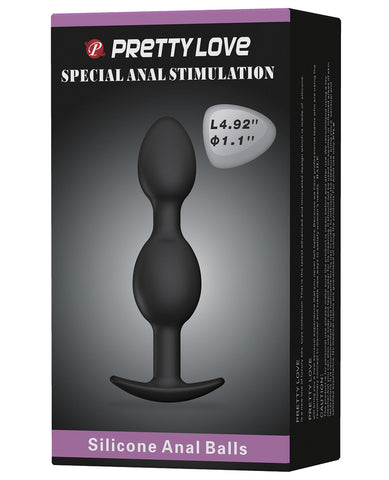 Pretty Love 4.92" Silicone Anal Plug w-Ball - Black
