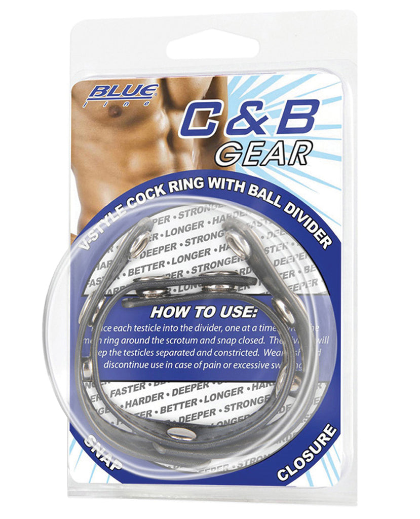 Blue Line C&B V-Style Cock Ring w-Ball Divider