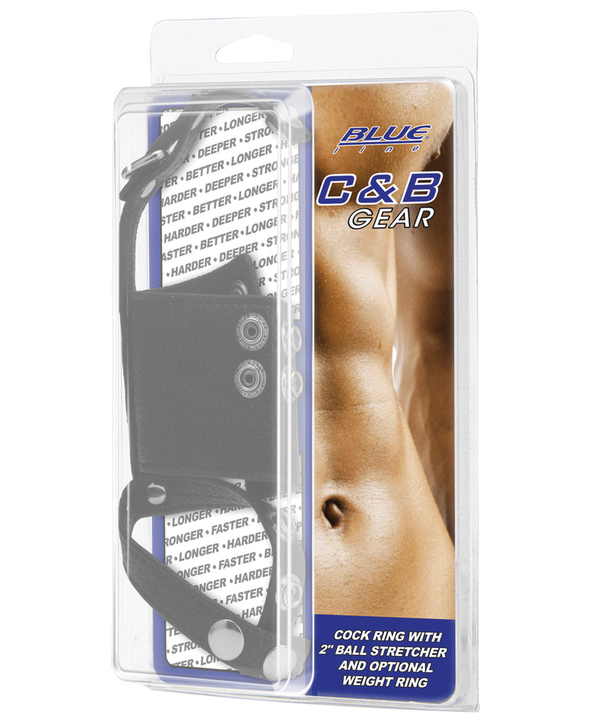 Blue Line C&B Cock Ring w-2" Ball Stretcher & Optional Weight Ring