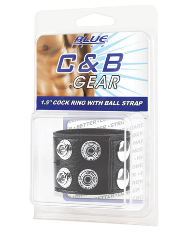Blue Line C&B 1.5" Snap Cock Ring w-Ball Strap