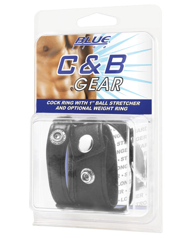 Blue Line C&B Cock Ring w-1" Ball Stretcher & Optional Weight Ring