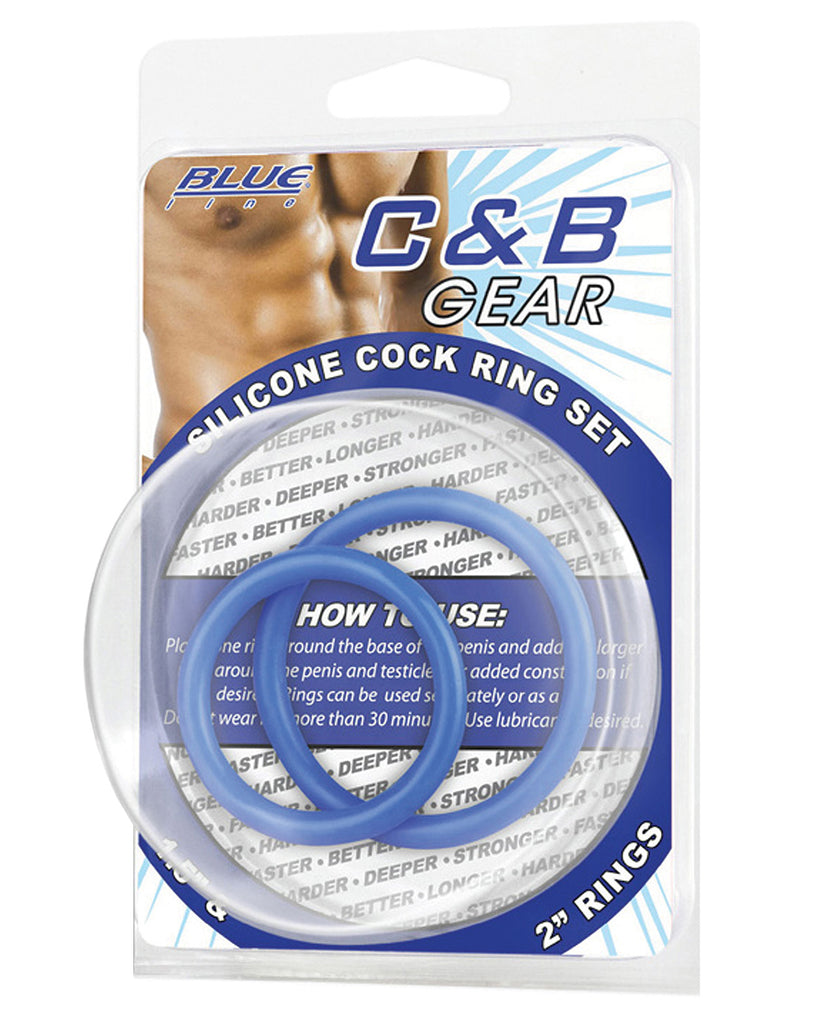 Blue Line C&B Silicone Cock Ring Set - Blue