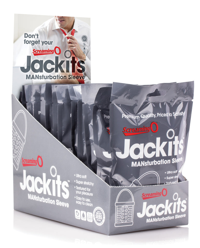 Screaming O Jackits Mansturbation Sleeve Display - Display of 12